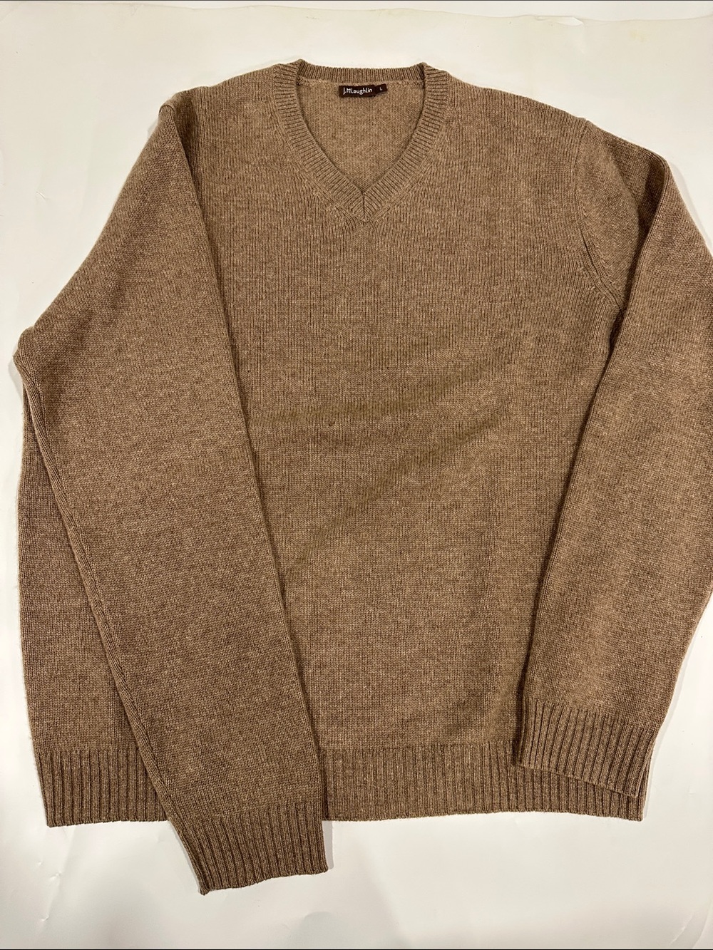 J. McLaughlin Men's V-Neck Sweater in Light Brown